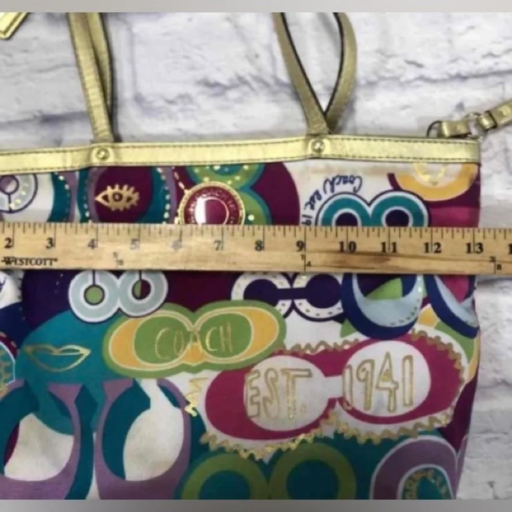 COACH Poppy Rainbow Pop Glam Multicolor Signature Cs Double Strap Shoulder Bag